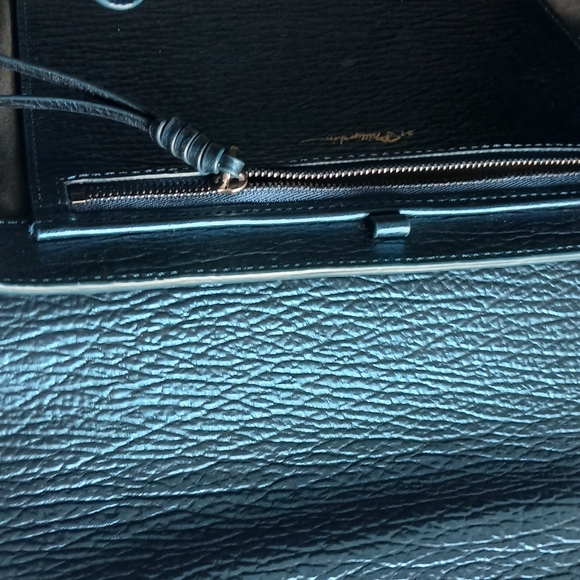 3.1 Phillip Lim Medium Pashli satchel bag in metallic blue embossed leather. - Picture 12 of 13